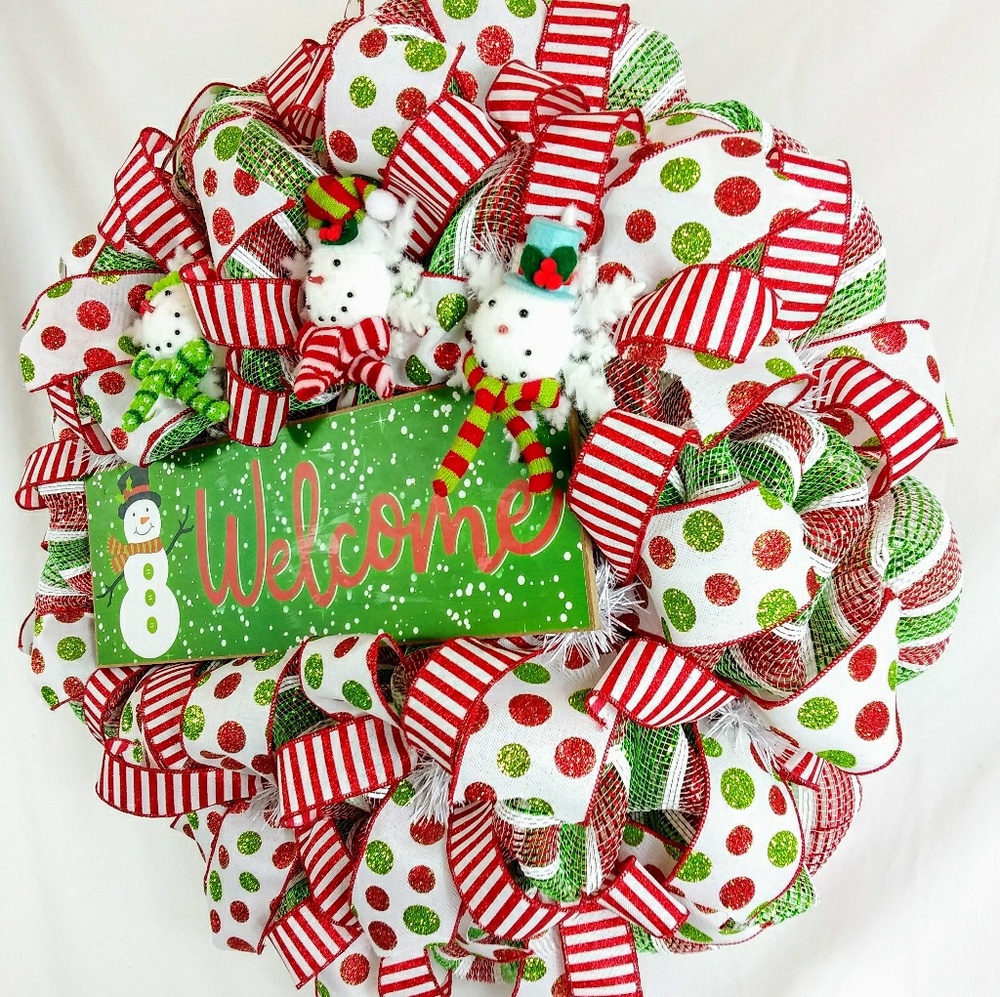 🎀SOLD🎀Snowman Christmas Welcome Wreath - Picture 4 of 6
